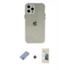 MARSİLYAN™- iPhone 12 Pro Kılıf Nova Asil Özel Seri - Siyah 6D Mat Seramik Hayalet Nano Ekran Koruyucu + Koyu Yeşil Metal Kamera Lens Koruma Cam