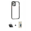 MARSİLYAN™- iPhone 12 Pro Kılıf Nova Asil Özel Seri - Siyah 6D Mat Seramik Hayalet Nano Ekran Koruyucu + Kamera Lens Koruma Cam - SF