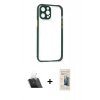 MARSİLYAN™- iPhone 12 Pro Kılıf Nova Asil Özel Seri - Siyah 6D Mat Seramik Hayalet Nano Ekran Koruyucu + Kamera Lens Koruma Cam - SF