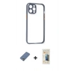 MARSİLYAN™- iPhone 12 Pro Kılıf Nova Asil Özel Seri - Siyah 6D Mat Seramik Hayalet Nano Ekran Koruyucu + Metal Kamera Lens Koruma Cam - AKYL
