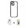 MARSİLYAN™- iPhone 12 Pro Kılıf Nova Asil Özel Seri - Siyah 6D Mat Seramik Hayalet Nano Ekran Koruyucu + Shine Kamera Lens - MI
