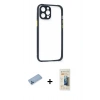 MARSİLYAN™- iPhone 12 Pro Kılıf Nova Asil Özel Seri - Siyah 6D Mat Seramik Hayalet Nano Ekran Koruyucu + Shine Kamera Lens Koruma Cam - MI