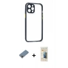 MARSİLYAN™- iPhone 12 Pro Kılıf Nova Asil Özel Seri - Siyah 6D Mat Seramik Hayalet Nano Ekran Koruyucu + Metal Kamera Lens Koruma Cam - MR