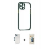 MARSİLYAN™- iPhone 12 Pro Kılıf Nova Asil Özel Seri - Siyah 6D Mat Seramik Hayalet Nano Ekran Koruyucu + Shine Kamera Lens - MI