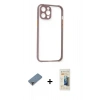 MARSİLYAN™- iPhone 12 Pro Kılıf Nova Asil Özel Seri - Siyah 6D Mat Seramik Hayalet Nano Ekran Koruyucu + Metal Kamera Lens Koruma Cam - MR