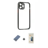 MARSİLYAN™- iPhone 12 Pro Kılıf Nova Asil Özel Seri - Siyah 6D Mat Seramik Hayalet Nano Ekran Koruyucu + Metal Kamera Lens Koruma Cam - AKYL