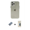 MARSİLYAN™- iPhone 12 Pro Kılıf Nova Asil Özel Seri - Siyah 6D Mat Seramik Hayalet Nano Ekran Koruyucu + Metal Kamera Lens Koruma Cam - GS