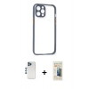 MARSİLYAN™- iPhone 12 Pro Kılıf Nova Asil Özel Seri - Siyah 6D Mat Seramik Hayalet Nano Ekran Koruyucu + Shine Kamera Lens - MI