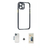 MARSİLYAN™- iPhone 12 Pro Kılıf Nova Asil Özel Seri - Siyah 6D Mat Seramik Hayalet Nano Ekran Koruyucu + Shine Kamera Lens - MI