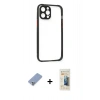 MARSİLYAN™- iPhone 12 Pro Kılıf Nova Asil Özel Seri - Siyah 6D Mat Seramik Hayalet Nano Ekran Koruyucu + Metal Kamera Lens Koruma Cam - KUYL