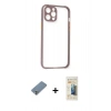 MARSİLYAN™- iPhone 12 Pro Kılıf Nova Asil Özel Seri - Siyah 6D Mat Seramik Hayalet Nano Ekran Koruyucu + Metal Kamera Lens Koruma Cam - GS