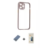 MARSİLYAN™- iPhone 12 Pro Kılıf Nova Asil Özel Seri - Siyah 6D Mat Seramik Hayalet Nano Ekran Koruyucu + Metal Kamera Lens Koruma Cam - AKYL
