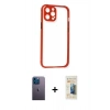 MARSİLYAN™- iPhone 12 Pro Kılıf Nova Asil Özel Seri - Siyah 6D Mat Seramik Hayalet Nano Ekran Koruyucu + Neon Fosforlu Kamera Lens - MI