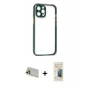 MARSİLYAN™- iPhone 12 Pro Kılıf Nova Asil Özel Seri - Siyah 6D Mat Seramik Hayalet Nano Ekran Koruyucu + Rainbow Kamera Lens Koruma Cam - GD