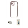 MARSİLYAN™- iPhone 12 Pro Kılıf Nova Asil Özel Seri - Siyah 6D Mat Seramik Hayalet Nano Ekran Koruyucu + Rainbow Kamera Lens Koruma Cam - GD