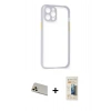 MARSİLYAN™- iPhone 12 Pro Kılıf Nova Asil Özel Seri - Siyah 6D Mat Seramik Hayalet Nano Ekran Koruyucu + Rainbow Kamera Lens Koruma Cam - GD