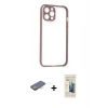 MARSİLYAN™- iPhone 12 Pro Kılıf Nova Asil Özel Seri - Siyah 6D Mat Seramik Hayalet Nano Ekran Koruyucu + Renkli Kamera Lens Koruma Cam - TU