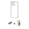 MARSİLYAN™- iPhone 12 Pro Kılıf Nova Asil Özel Seri - Siyah 6D Mat Seramik Hayalet Nano Ekran Koruyucu + Renkli Kamera Lens Koruma Cam - SI