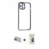 MARSİLYAN™- iPhone 12 Pro Kılıf Nova Asil Özel Seri - Siyah 6D Mat Seramik Hayalet Nano Ekran Koruyucu + Rainbow Kamera Lens Koruma Cam - GD