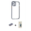MARSİLYAN™- iPhone 12 Pro Kılıf Nova Asil Özel Seri - Siyah 6D Mat Seramik Hayalet Nano Ekran Koruyucu + Renkli Kamera Lens Koruma Cam - TU