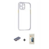 MARSİLYAN™- iPhone 12 Pro Kılıf Nova Asil Özel Seri - Siyah 6D Mat Seramik Hayalet Nano Ekran Koruyucu + Renkli Kamera Lens Koruma Cam - TU