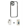 MARSİLYAN™- iPhone 12 Pro Kılıf Nova Asil Özel Seri - Siyah 6D Mat Seramik Hayalet Nano Ekran Koruyucu + Shine Kamera Lens - GD