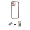 MARSİLYAN™- iPhone 12 Pro Kılıf Nova Asil Özel Seri - Siyah 6D Mat Seramik Hayalet Nano Ekran Koruyucu + Shine Kamera Lens Koruma Cam - PE