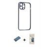 MARSİLYAN™- iPhone 12 Pro Kılıf Nova Asil Özel Seri - Siyah 6D Mat Seramik Hayalet Nano Ekran Koruyucu + Shine Kamera Lens Koruma Cam - GD