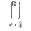 MARSİLYAN™- iPhone 12 Pro Kılıf Nova Asil Özel Seri - Siyah 6D Mat Seramik Hayalet Nano Ekran Koruyucu + Shine Kamera Lens Koruma Cam - SABE