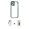 MARSİLYAN™- iPhone 12 Pro Kılıf Nova Asil Özel Seri - Siyah 6D Mat Seramik Hayalet Nano Ekran Koruyucu + Shine Kamera Lens - GD