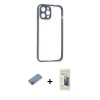 MARSİLYAN™- iPhone 12 Pro Kılıf Nova Asil Özel Seri - Siyah 6D Mat Seramik Hayalet Nano Ekran Koruyucu + Shine Kamera Lens Koruma Cam - PE