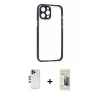 MARSİLYAN™- iPhone 12 Pro Kılıf Nova Asil Özel Seri - Siyah 6D Mat Seramik Hayalet Nano Ekran Koruyucu + Shine Kamera Lens - GD