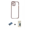 MARSİLYAN™- iPhone 12 Pro Kılıf Nova Asil Özel Seri - Siyah 6D Mat Seramik Hayalet Nano Ekran Koruyucu + Shine Kamera Lens Koruma Cam - GD