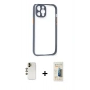 MARSİLYAN™- iPhone 12 Pro Kılıf Nova Asil Özel Seri - Siyah 6D Mat Seramik Hayalet Nano Ekran Koruyucu + Shine Kamera Lens - GD