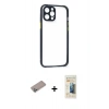 MARSİLYAN™- iPhone 12 Pro Kılıf Nova Asil Özel Seri - Siyah 6D Mat Seramik Hayalet Nano Ekran Koruyucu + Shine Kamera Lens Koruma Cam - SABE