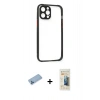 MARSİLYAN™- iPhone 12 Pro Kılıf Nova Asil Özel Seri - Siyah 6D Mat Seramik Hayalet Nano Ekran Koruyucu + Shine Kamera Lens Koruma Cam - MI