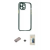 MARSİLYAN™- iPhone 12 Pro Kılıf Nova Asil Özel Seri - Siyah 6D Mat Seramik Hayalet Nano Ekran Koruyucu + Shine Kamera Lens Koruma Cam - SABE