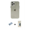 MARSİLYAN™- iPhone 12 Pro Kılıf Nova Asil Özel Seri - Siyah 6D Mat Seramik Hayalet Nano Ekran Koruyucu + Shine Kamera Lens Koruma Cam - MI