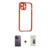 MARSİLYAN™- iPhone 12 Pro Kılıf Nova Asil Özel Seri - Siyah 6D Mat Seramik Hayalet Nano Ekran Koruyucu + Neon Fosforlu Kamera Lens - TU