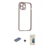 MARSİLYAN™- iPhone 12 Pro Kılıf Nova Asil Özel Seri - Siyah 6D Mat Seramik Hayalet Nano Ekran Koruyucu + Yeşil Renkli Kamera Lens Koruma Cam