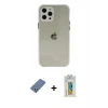 MARSİLYAN™- iPhone 12 Pro Kılıf Nova Asil Özel Seri - Siyah Polymer Nano Ekran Koruyucu + Metal Kamera Lens Koruma Cam - AKYL