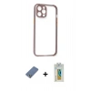 MARSİLYAN™- iPhone 12 Pro Kılıf Nova Asil Özel Seri - Siyah Polymer Nano Ekran Koruyucu + Metal Kamera Lens Koruma Cam - AKYL