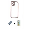 MARSİLYAN™- iPhone 12 Pro Kılıf Nova Asil Özel Seri - Siyah Polymer Nano Ekran Koruyucu + Metal Kamera Lens Koruma Cam - MI