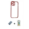 MARSİLYAN™- iPhone 12 Pro Kılıf Nova Asil Özel Seri - Siyah Polymer Nano Ekran Koruyucu + Metal Kamera Lens Koruma Cam - MI