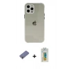 MARSİLYAN™- iPhone 12 Pro Kılıf Nova Asil Özel Seri - Siyah Polymer Nano Ekran Koruyucu + Metal Kamera Lens Koruma Cam - GD