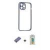 MARSİLYAN™- iPhone 12 Pro Kılıf Nova Asil Özel Seri - Siyah Polymer Nano Ekran Koruyucu + Metal Kamera Lens Koruma Cam - GD