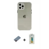 MARSİLYAN™- iPhone 12 Pro Kılıf Nova Asil Özel Seri - Siyah Polymer Nano Ekran Koruyucu + Metal Kamera Lens Koruma Cam - KI