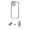 MARSİLYAN™- iPhone 12 Pro Kılıf Nova Asil Özel Seri - Siyah Polymer Nano Ekran Koruyucu + Metal Kamera Lens Koruma Cam - KI