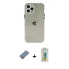MARSİLYAN™- iPhone 12 Pro Kılıf Nova Asil Özel Seri - Siyah Polymer Nano Ekran Koruyucu + Metal Kamera Lens Koruma Cam - GS