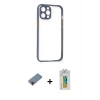 MARSİLYAN™- iPhone 12 Pro Kılıf Nova Asil Özel Seri - Siyah Polymer Nano Ekran Koruyucu + Metal Kamera Lens Koruma Cam - KI